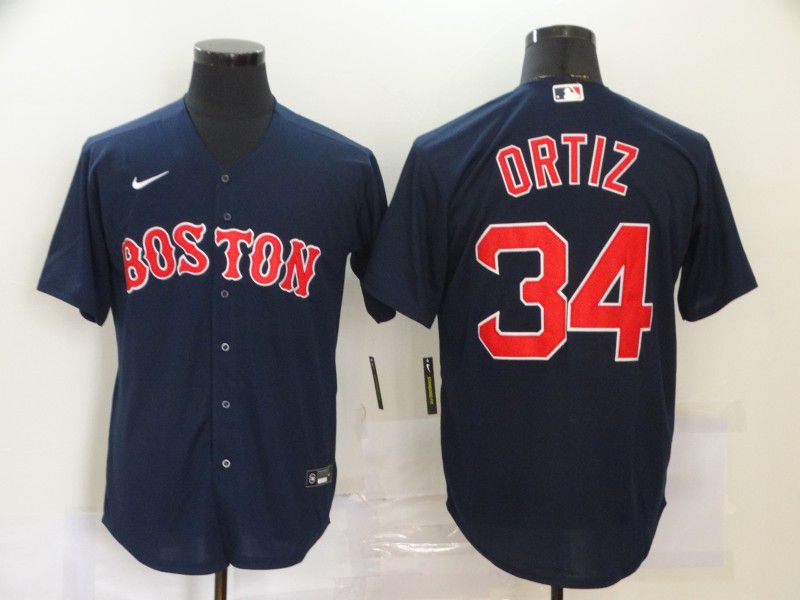 Men Boston Red Sox #34 Ortiz Blue Nike Game MLB Jerseys